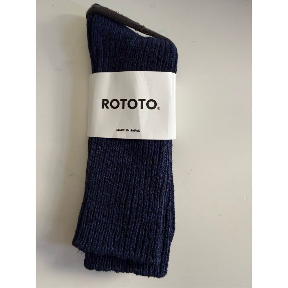 ROTOTO Ragg Crew Socks Navy Merino Wool Cotton Made Japan Unisex Size L 27-29cm - Picture 6 of 6